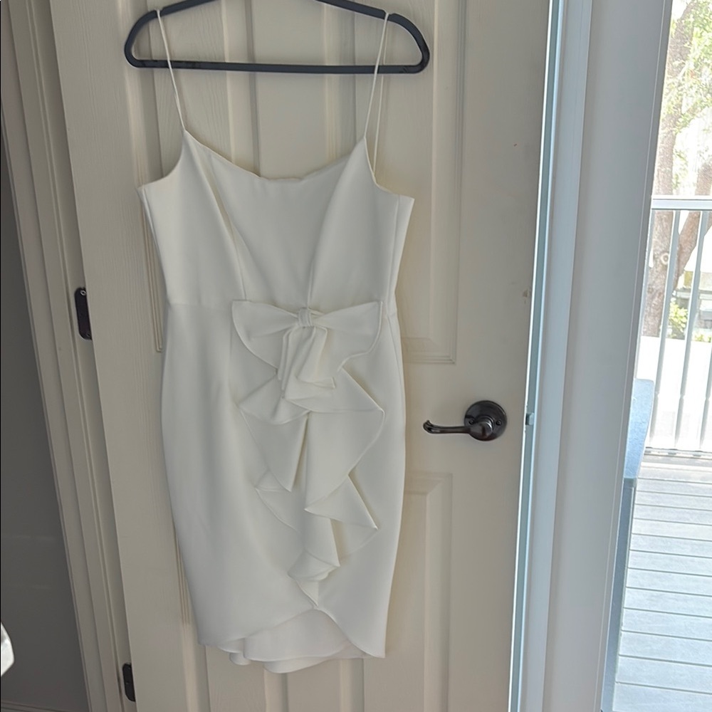 Aidan Mattox White Sheath Spaghetti Strap Mini Dress